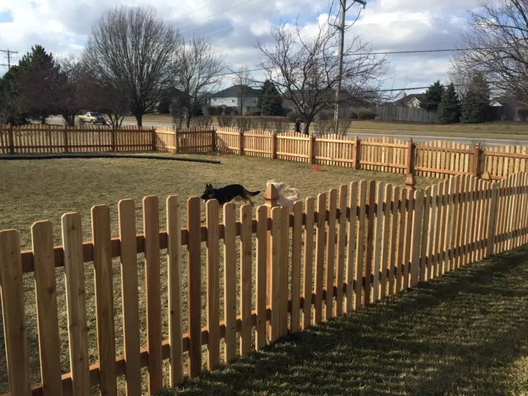 cedar fence spaced picket dog eared rolling arch
