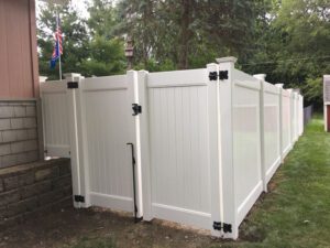 White Vinyl Privacy Fence Double Gate
