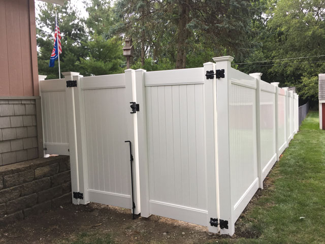 White Vinyl Privacy Fence Double Gate