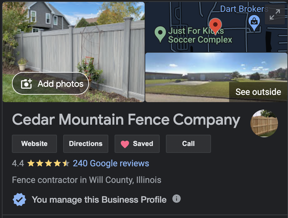 Cedar Mountain Fence Google My Business Picture